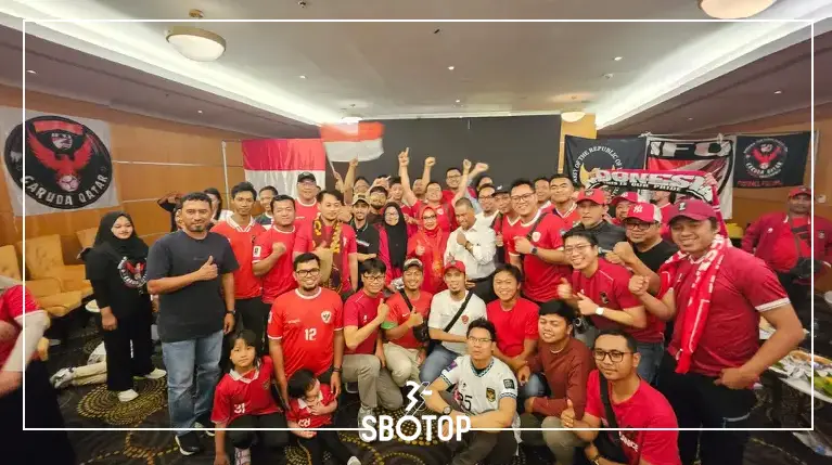 SBOTOP: 300 Suporter Garuda di Doha Gelar Nobar Memukau Saat Timnas Indonesia Tahan Imbang Arab Saudi